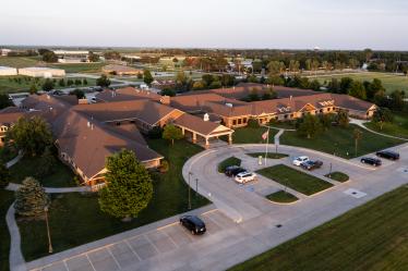 aerial view of building